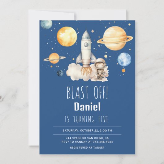 Invitation Astronaut Espace Rocket N'importe quel âge Garçon  (Devant)