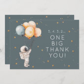 Invitation Astronaut First Birthday Thank You Card (Devant / Derrière)