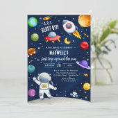 Invitation Astronaut First Trip Around the Sun 1st Birthday (Debout devant)