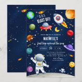 Invitation Astronaut First Trip Around the Sun 1st Birthday (Devant / Derrière)