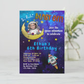 Invitation Astronaut & Moon Photo Anniversaire Fête Invitatio (Debout devant)