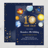 Invitation Astronaut Outer Space Planet Galaxy 10th Birthday  (Devant / Derrière)