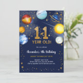Invitation Astronaut Outer Space Planet Galaxy 11th Birthday (Debout devant)