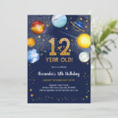 Invitation Astronaut Outer Space Planet Galaxy 12th Birthday (Debout devant)