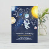 Invitation Astronaut Outer Space Planet Galaxy Birthday (Debout devant)