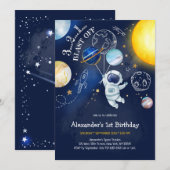 Invitation Astronaut Outer Space Planet Galaxy Birthday (Devant / Derrière)