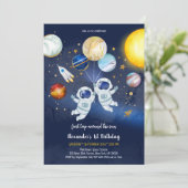 Invitation Astronaut Outer Space Planet Galaxy Birthday  (Debout devant)