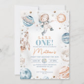 Invitation Astronaut Photo Premier Voyage Autour De L'Anniver (Devant)