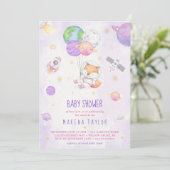 Invitation Astronaut Planet Rocket Baby shower spatial (Debout devant)