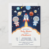 Invitation Astronaut Planet Rocket Baby shower spatial (Devant)