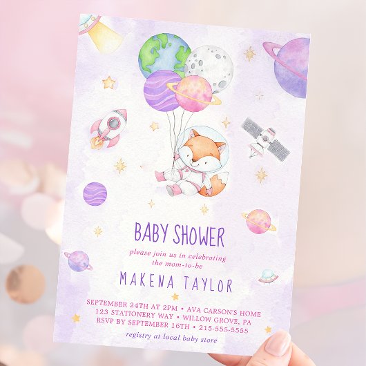 Invitation Astronaut Planet Rocket Baby shower spatial