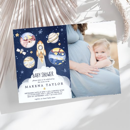 Invitation Astronaut Planet Rocket Baby shower spatial