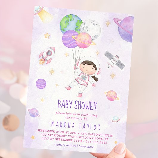 Invitation Astronaut Planet Rocket Baby shower spatial
