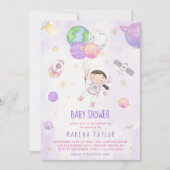 Invitation Astronaut Planet Rocket Baby shower spatial (Devant)