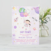 Invitation Astronaut Planet Rocket Baby shower spatial (Debout devant)