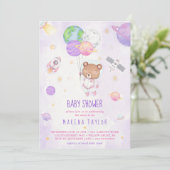 Invitation Astronaut Planet Rocket Baby shower spatial (Debout devant)