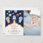 Invitation Astronaut Planet Rocket Baby shower spatial (Devant)
