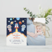 Invitation Astronaut Planet Rocket Baby shower spatial (Debout devant)