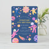 Invitation Astronaut Planètes Space Boy Anniversaire (Debout devant)
