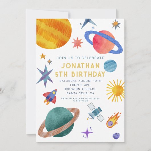 Invitation Astronaut Planètes Space Boy Anniversaire (Devant)