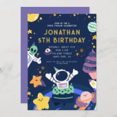 Invitation Astronaut Planètes Space-Tactique Anniversaire (Devant / Derrière)