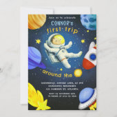 Invitation Astronaut Rockship Space Planet fête d'anniversair (Devant)