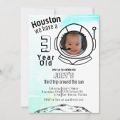 Invitation Astronaut Space Blue Photo personnalisée Anniversa (Devant)