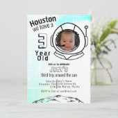 Invitation Astronaut Space Blue Photo personnalisée Anniversa (Debout devant)