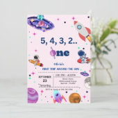 Invitation Astronaut Space premier voyage autour de l'anniver (Debout devant)