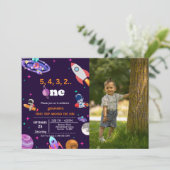 Invitation Astronaut Space premier voyage autour de l'anniver (Debout devant)