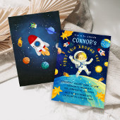 Invitation Astronaut Space Rocket Planètes Étoiles Anniversai