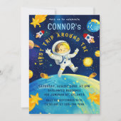 Invitation Astronaut Space Rocket Planètes Étoiles Anniversai (Devant)