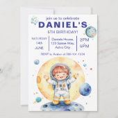 Invitation Astronaut Space Theme Custom Birthday Party (Devant)