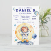 Invitation Astronaut Space Theme Custom Birthday Party (Debout devant)