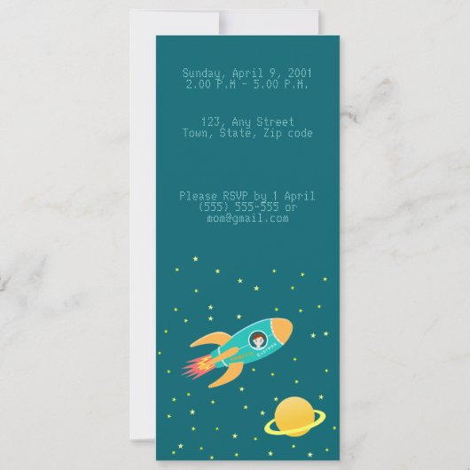 Invitation Astronaute (Dos)