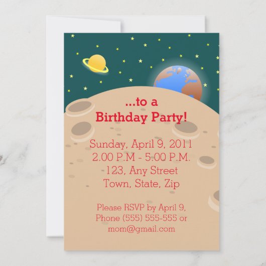 Invitation Astronaute (Dos)