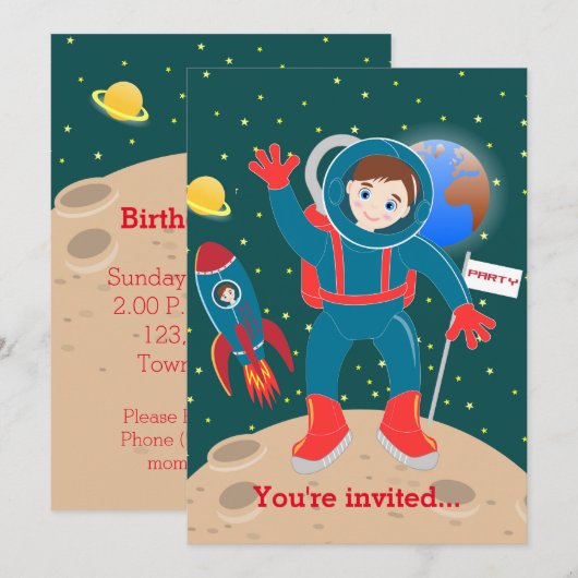 Invitation Astronaute (Devant / Derrière)