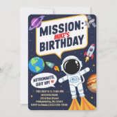 Invitation Astronaute Amusant de l'Espace, Premier Anniversai (Devant)