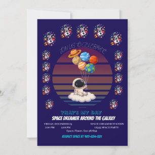Invitation Astronaute avec ballons planétaires