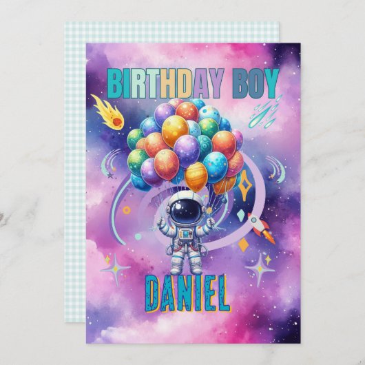 Invitation Astronaute de l'espace extra-atmosphérique (Devant / Derrière)