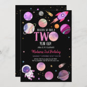 Invitation Astronaute de l'espace extra-atmosphérique, fille  (Devant / Derrière)