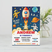 Invitation Astronaute de l'espace personnel Anniversaire (Debout devant)