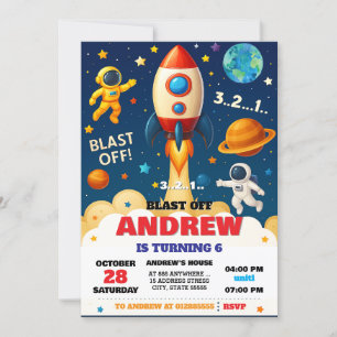 Invitation Astronaute de l'espace personnel Anniversaire