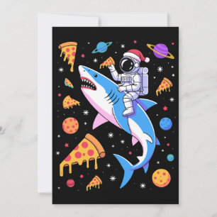 Invitation Astronaute de Noël Requin Pizza Espace Planètes Xm