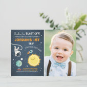 Invitation Astronaute de Rocket d'invitation d'anniversaire (Debout devant)