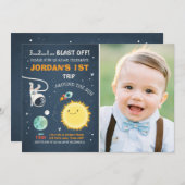 Invitation Astronaute de Rocket d'invitation d'anniversaire (Devant / Derrière)