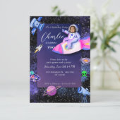 Invitation Astronaute Espace Extérieur Photo Anniversaire (Debout devant)