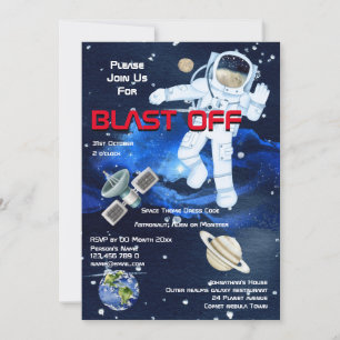 Invitation Astronaute flottant parmi les planètes GARÇONS d'â