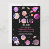 Invitation Astronaute rose de l'espace extra-atmosphérique Qu (Devant)