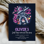 Invitation Astronaute sur une fusée spatiale avec des étoiles